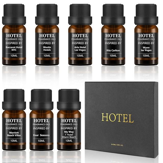 Hotel Collection Diffuser Essential Oil Gift Set,Seaside Hotel Scents for Home,Stress Relief Air Freshening,Ritz Carlton,My Way,Westin,Wynn Las Vegas,Baccarat,Four Seasons,Aria