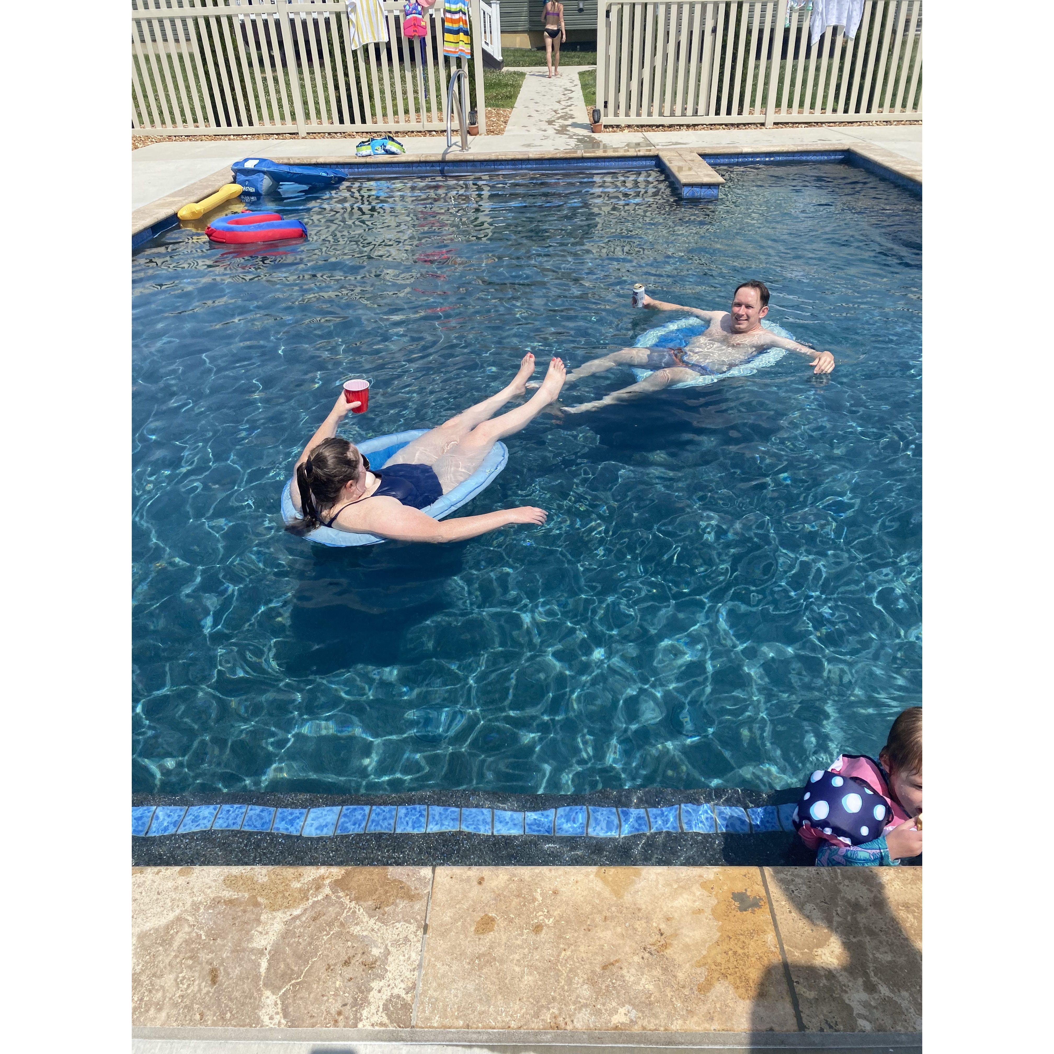 Floating in the pool at Callie's uncle in Alton.