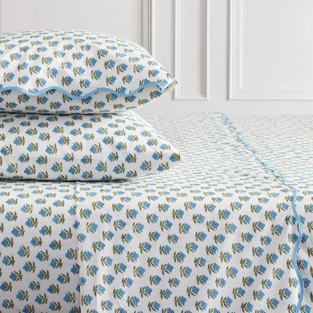Begonia Sheet Set, King, Lagoon