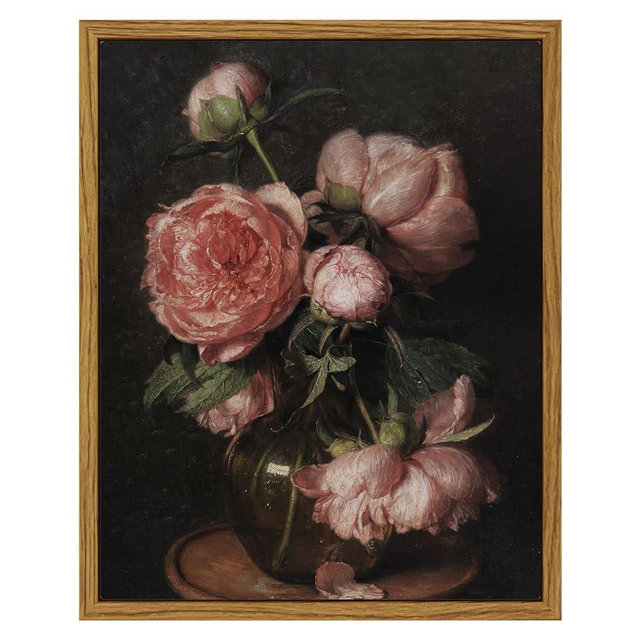 InSimSea Framed Canvas Wall Art, Vintage Flower Pictures Decor Aesthetic, Samll Wall Art Valentines Day Gifts, Desk Shelf Decor, Rose Floral Paintings Decor For Bedroom Bedroom Office Decor, 8x10in