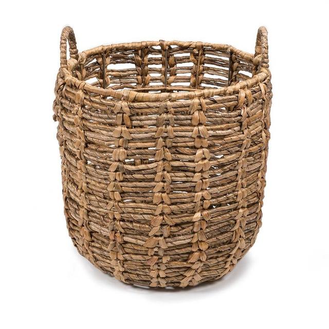 happimess BSK1003A Laurel Bohemian Hand-Woven Abaca Basket with Handles for Storage and Decoration in Bedroom, Living Room, Laundry Room, Entryway, Natural
