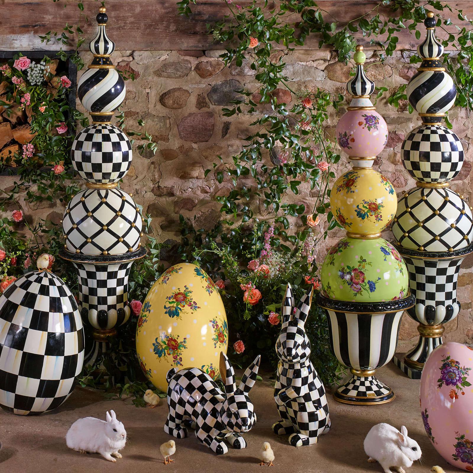 MacKenzie-Childs, Courtly Check Pedestal Stripe Urn | Zola