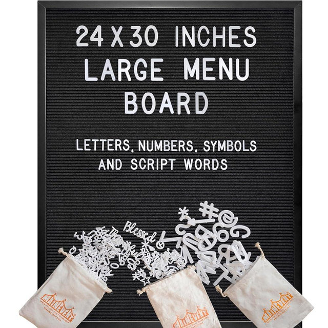 Black Large Letter Board 24x30 Inch, Big Felt Menu Board, Large Felt Letter Board, Menu Board, Message Board, Black Sign Display
