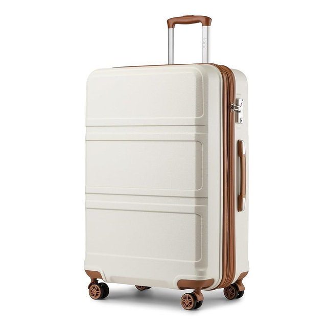 Kono 28 Inch Luggage Expandable Suitcase Lightweight with Spinner Wheels TSA Lock Hardside Large Checked Luggage Durable Rolling Suitcase Cream White