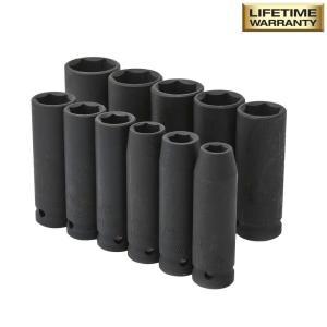1/2 in. Drive Deep SAE Impact Socket Set (11-Piece)