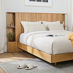 Kouva Queen Storage Headboard - Natural Oak