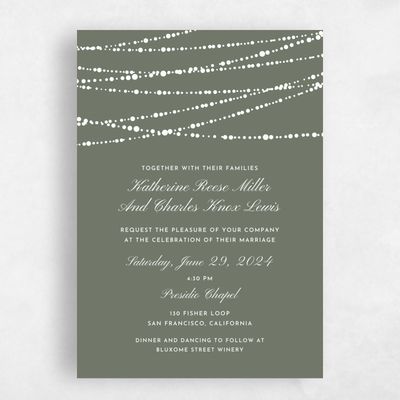 Dark Sage, Green Wedding Invitation - Moonlight Edge