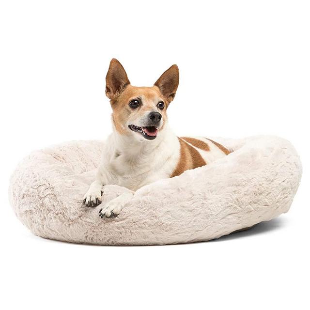 Best Friends by Sheri The Original Calming Donut Cat and Dog Bed in Shag or Lux Fur, Machine Washable, High Bolster, Multiple Sizes S-XL