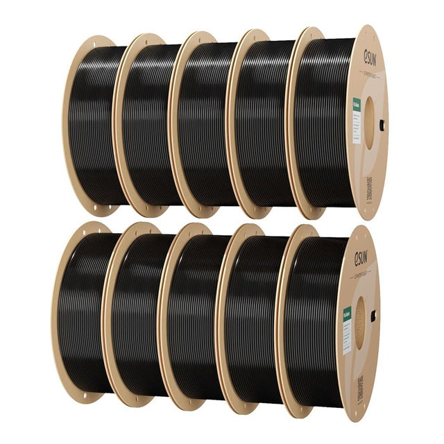 eSUN 10KG Bulk PLA Basic Filament 1.75mm, Black, 10 Spool Pack (1KG/Spool) High Speed PLA Bundle, 3D Printing Filament for Fast Printing