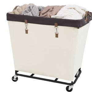 Beige StorageWorks 320L Laundry Basket with Wheels, Extra Large Rolling Hampers for Clothing Organizer, Dirty Clothes Basket for Hotel, Home, Closet, Dorm, Beige
