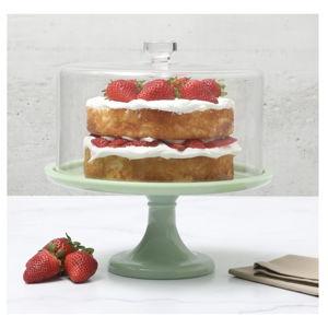 Martha Stewart Highbrook 10 Inch Jadeite Cake Stand with Glass Dome