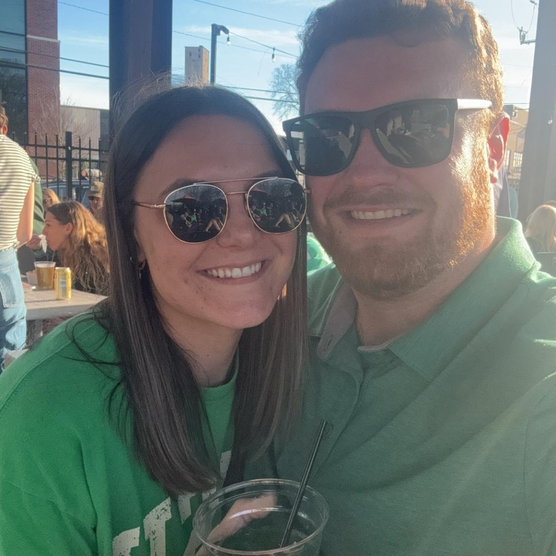 St. Paddy’s Day at Smokin' Oasis, Nashville 2024 (across the street from where we'll celebrate our wedding reception 3 years later)