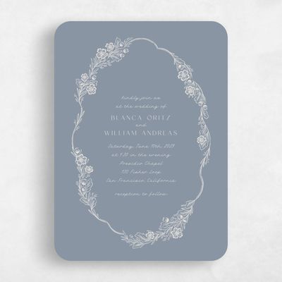 Blue Rounded Wedding Invitation - Ariadne Portrait