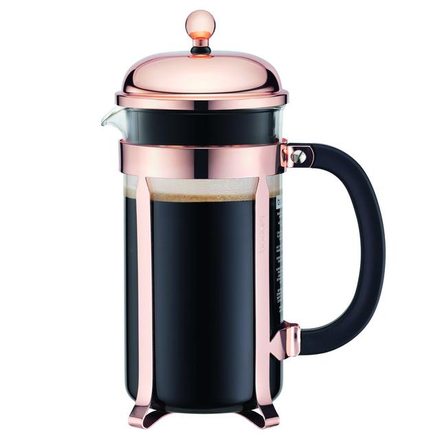Bodum Chambord French Press Coffee Maker, Glass, 34 Ounce, 1 Liter, (8 Cup), Copper