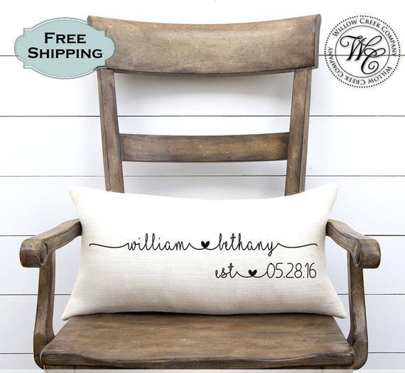 Wedding Gift, Wedding Gifts, Personalized Pillow, Newlywed Gift, Engagement Gift, Rustic Wedding Gift, Burlap Pillow, Gift for bride