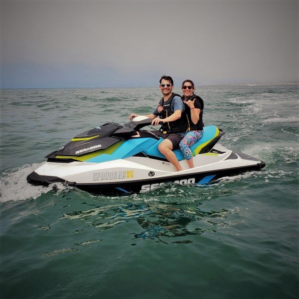 Our anniversary tradition is to go waverunning! Here we are marking 2 years together in Oxnard, CA! (Dolphins and seals not pictured!)