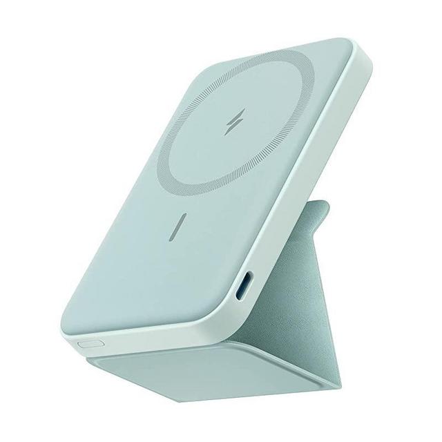 Anker 622 Magnetic Battery (MagGo) Upgraded Version, 5,000mAh Foldable Magnetic Wireless Portable Charger and USB-C (On The Side), for iPhone 14/13/12 Series (Buds Green)
