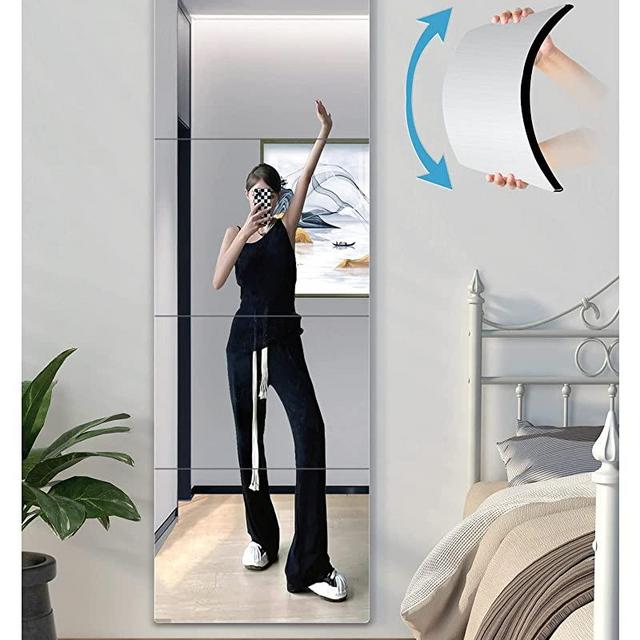 Shatterproof Wall Mirror Full Length Cheap,Mirror for Bedroom，Plexiglass Gym Mirrors for Home Gym,Extra Thick: 1/8",12"x12"x4Pcs,Workout Mirrors Safe for Kids,Over The Door Mirror Long Wall Mounted