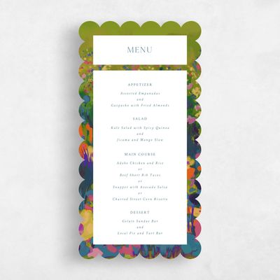 Blue Scalloped Wedding Menu - Alta