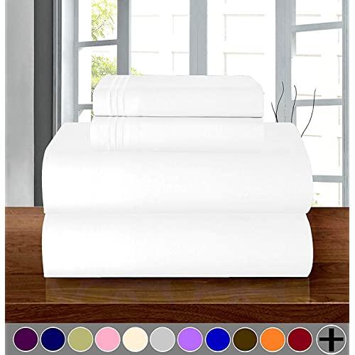 Elegant Comfort Luxury Soft 1500 Thread Count Egyptian Quality 4-Piece Sheet Wrinkle and Fade Resistant Bedding Set, Deep Pocket up to 16inch, King, White