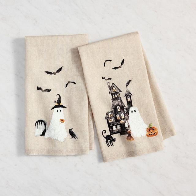 Scary Squad Guest Towels, Flax Multi, Set of 2