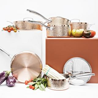 Tri-Ply Hammered Copper 10-Piece Cookware Set