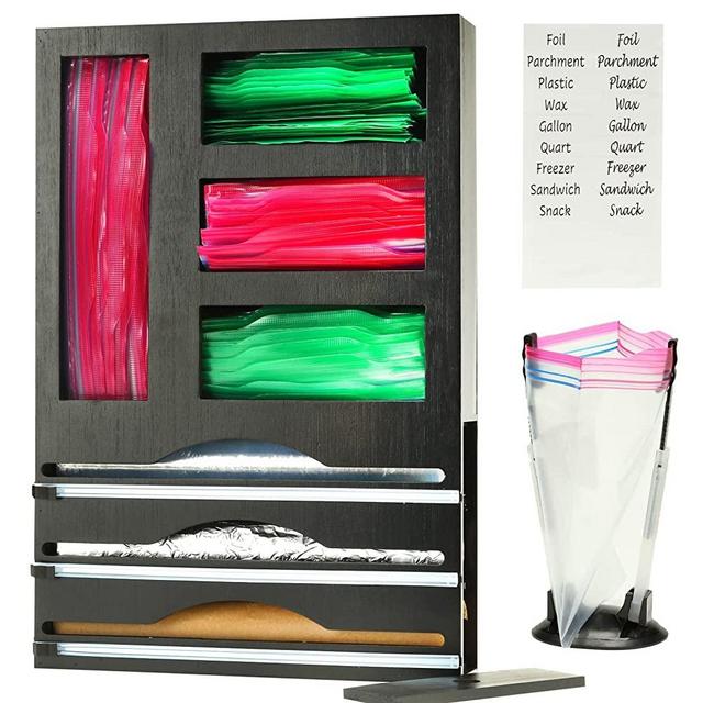 Premium! Ziplock Bag Organizer, Drawer Organizer for Ziplock Bags and Foil, Sandwich Bag Organizer, Foil and Plastic Wrap Organizer, Kitchen Wrap Organizer, Ziplock Bag Organizer with Foil and Plastic Wrap Organizer.