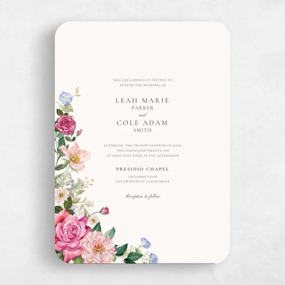 Beige Rounded Wedding Invitation - Trellis Classic