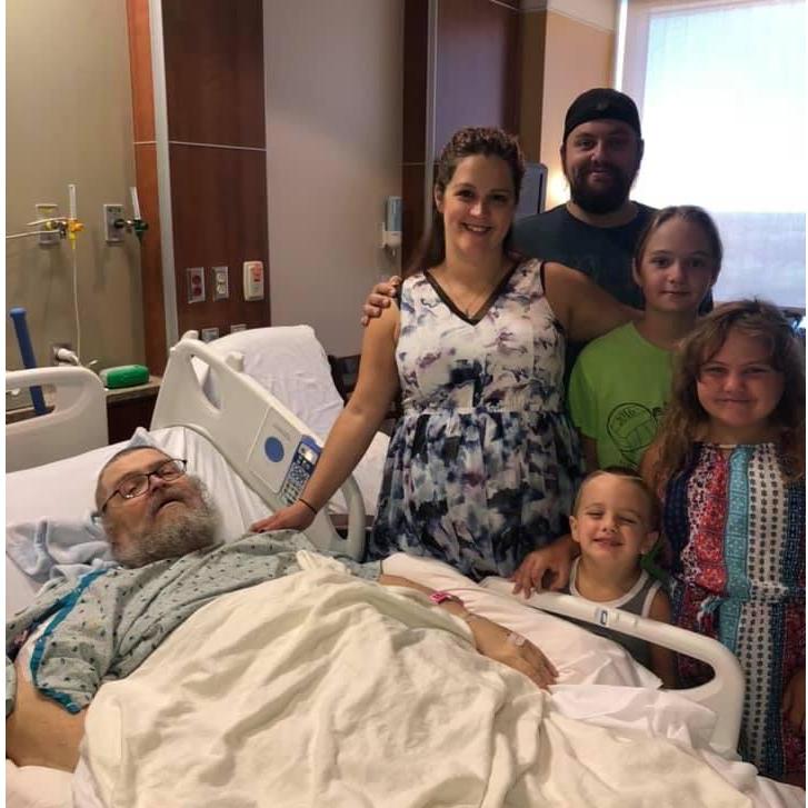 3 days before EJ was born! visiting my dad in the hospital.
