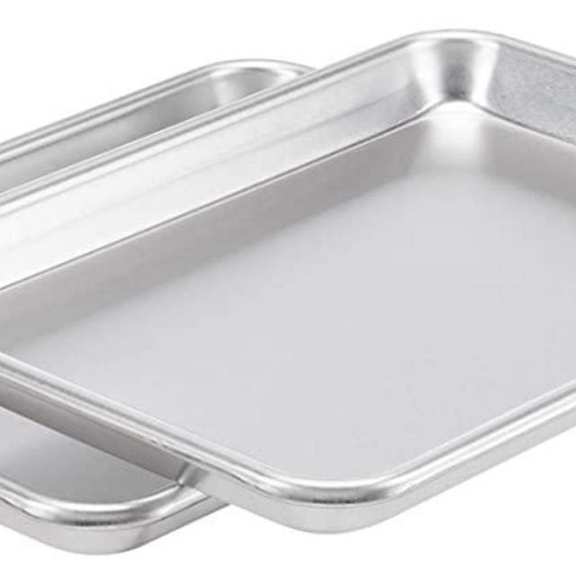 AmazonCommercial Aluminum Baking Sheet Pan, 1/4 Sheet, 12.9 x 9.6 Inch, Pack of 2