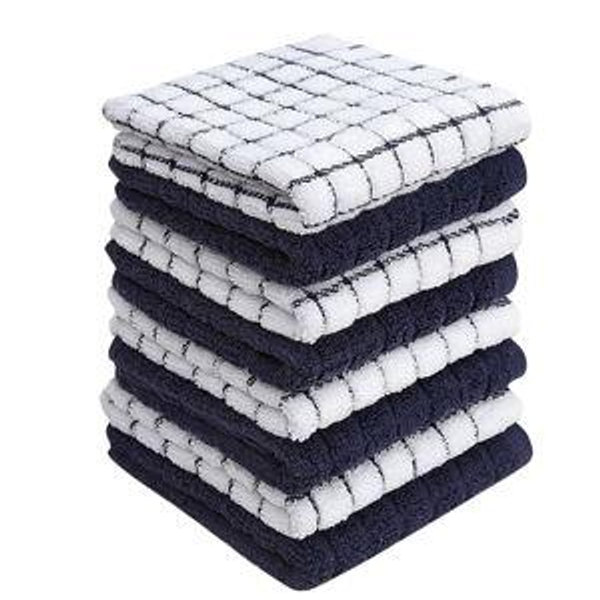 Bumble Dish Cloths (8 Pack) | 12" x 12" | 100% Cotton Kitchen Towels | 405 GSM | Soft, Highly Absorbent & Durable Dish Towels for Kitchen | Navy