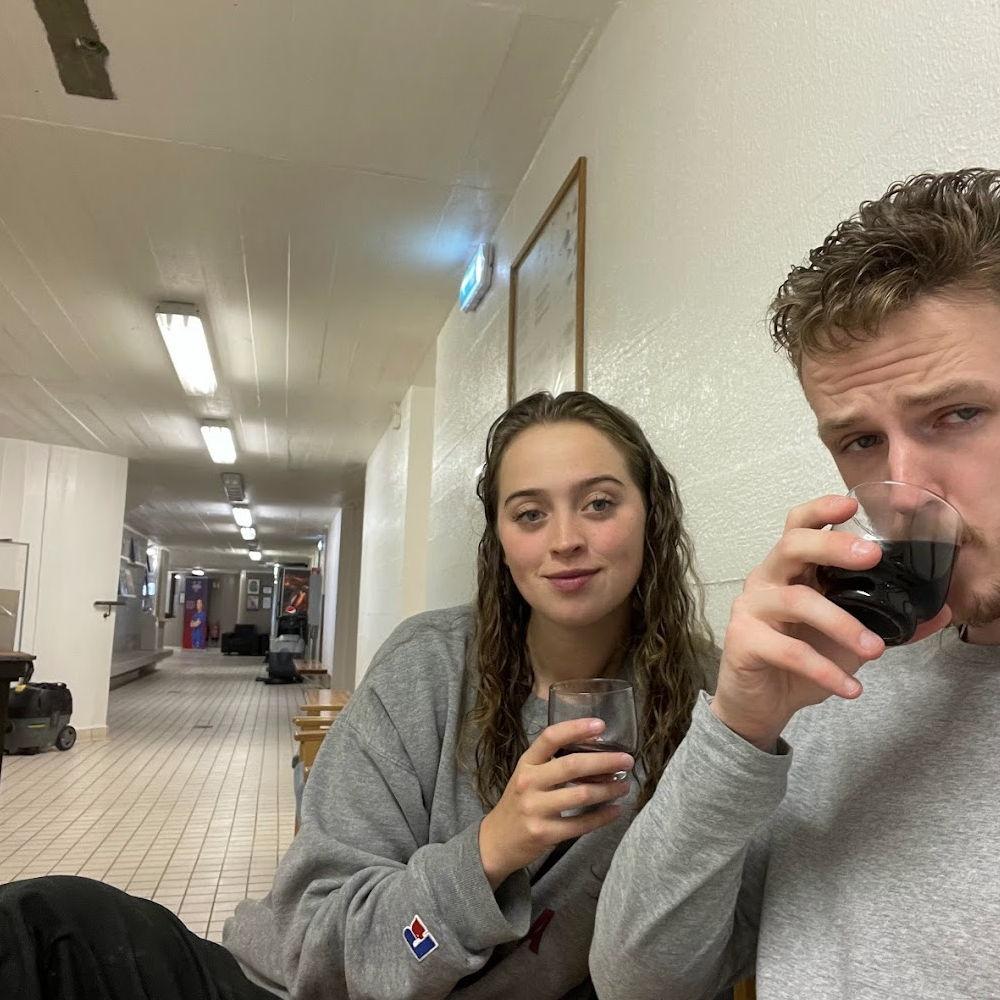Hanging out waiting for our pasta water to boil in a random Icelandic community center, 2022