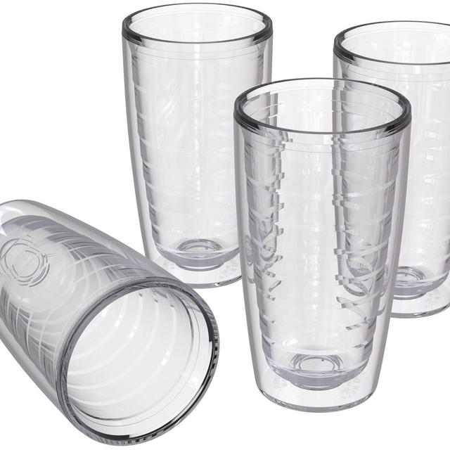 4-pack Insulated Tumblers 16 Ounce - BPA-Free - Made in USA - Clear (16oz Insulated Cups)