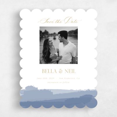 Blue Scalloped Wedding Save the Date - Saif Photo