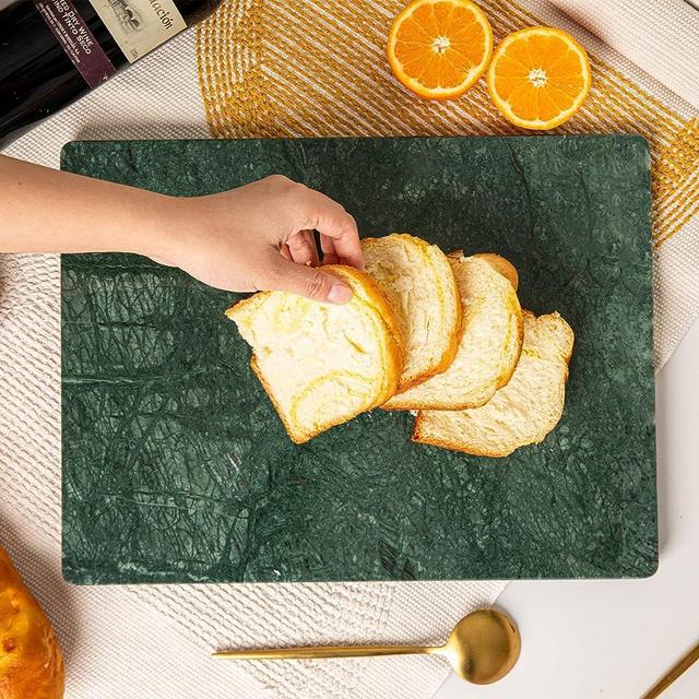 Adolif Natural Green Marble Pastry and Cutting Board, 12x16x0.55 Inch with Non Slip Feets, Heavy for Dough Chocolate, Green Christmas | Thanksgiving Gift, Pack of 1