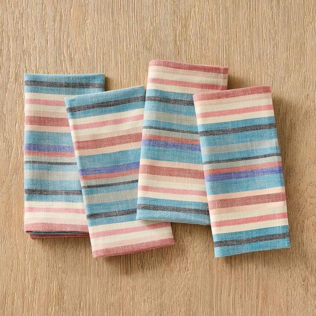 Organic Rays Stripe Napkins, Set of 4, Multi