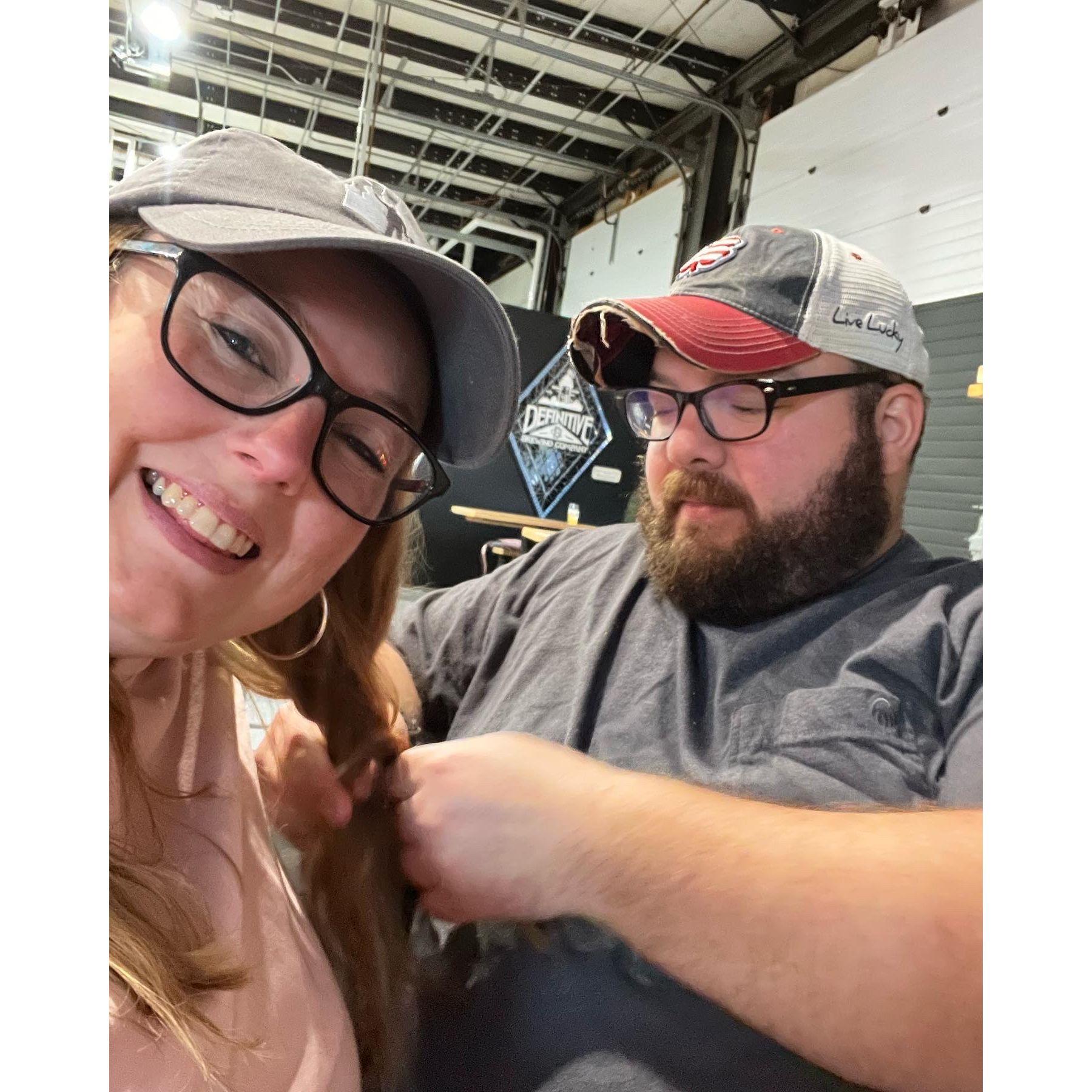 Ross is learning how to braid