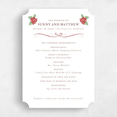 Red Ticket Wedding Program - Campanule