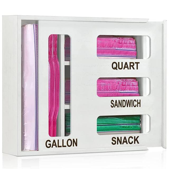 Ziplock Bag Organizer for Kitchen Drawer Organizer, Bamboo Baggie Dispenser Sandwich Bag Organizer, Food Ziplock Bags Storage Container Organizer for Gallon Quart Sandwich Snack Variety Size Bags
