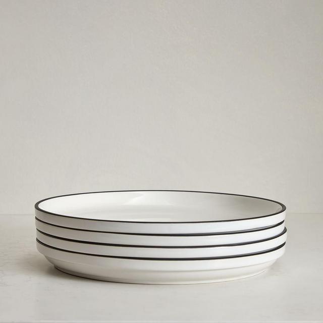 Utility Dinnerware Dinner Plate, Black and White, Set of 4