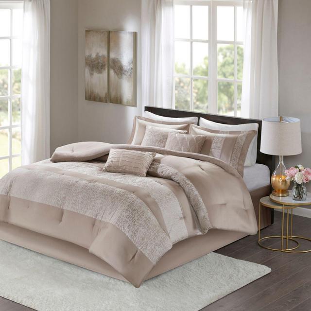 Madison Park Ava 7-Piece Queen Comforter Set in Taupe