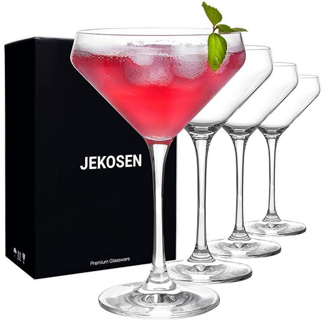 JEKOSEN Martini Glasses Gift Box Crystal 11 Ounce Set of 4 Cocktail Glasses Premium Strong Lead-Free Clear
