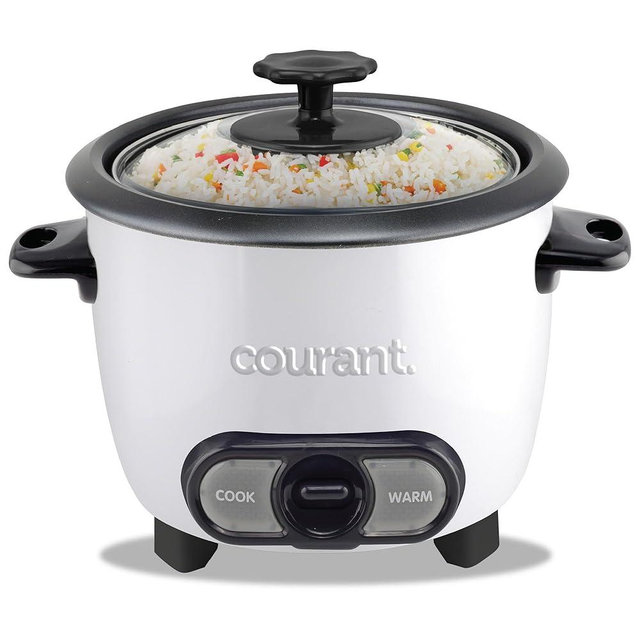 Courant Rice Cooker 6-Cup (Cooked), Removable Non-Stick Bowl, One Touch Rice Cooker, White