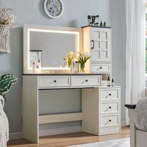Vanity Desk with LED Mirror, 47"