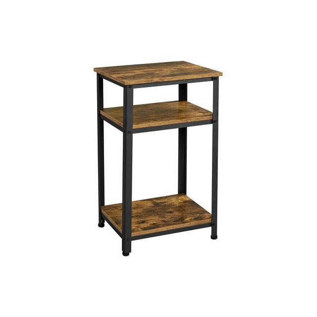 Yaheetech Tall End Table Accent Table, 30 in Industrial Side Table with Strong Wooden Shelves-Rustic Brown