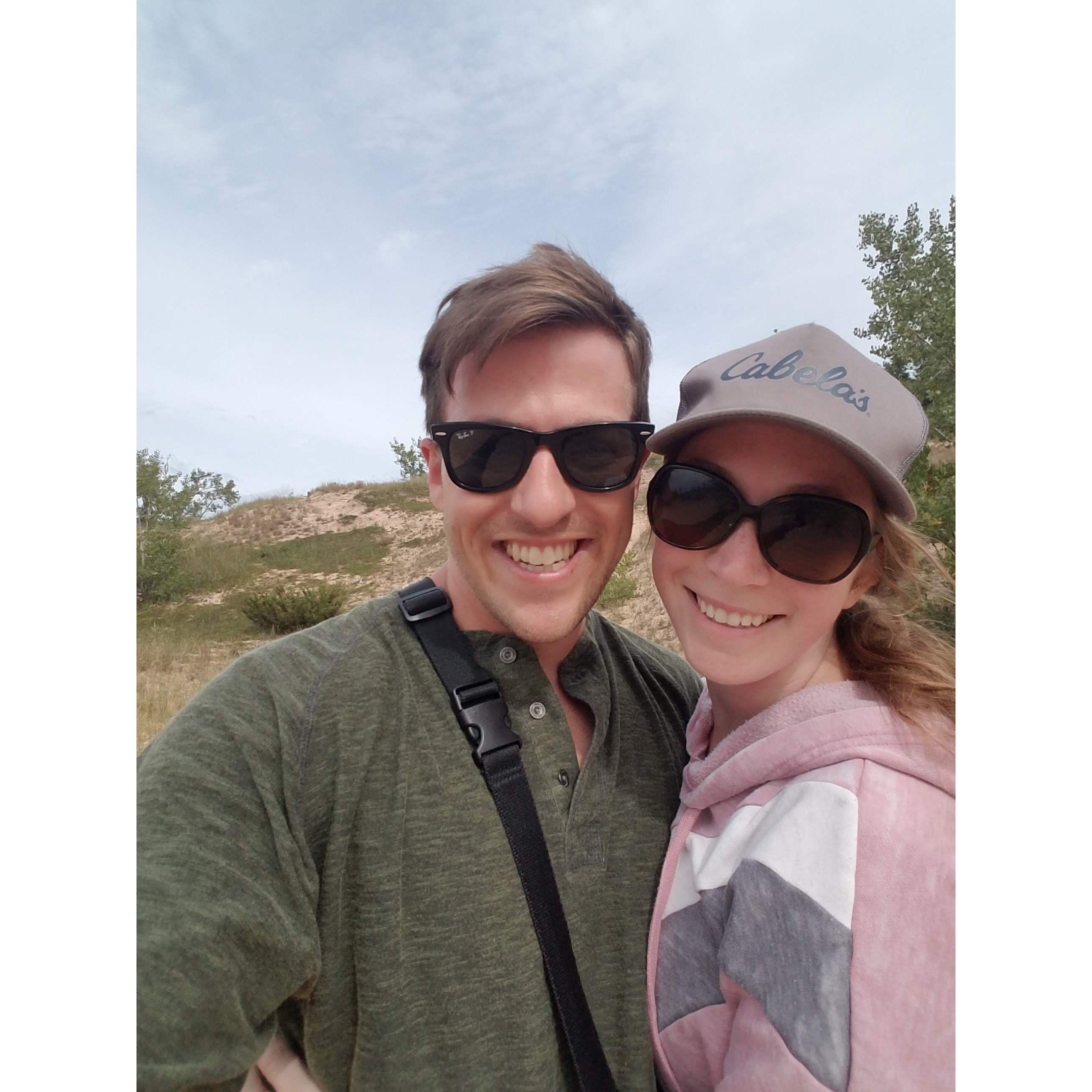 Hiking the dunes in Michigan.