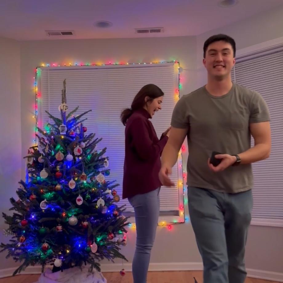 Francis secretly recorded the proposal — here are a few of our favorite stills from the video!
Francis looking happy on his way to stop the video and Abbie taking a first real look at her ring!