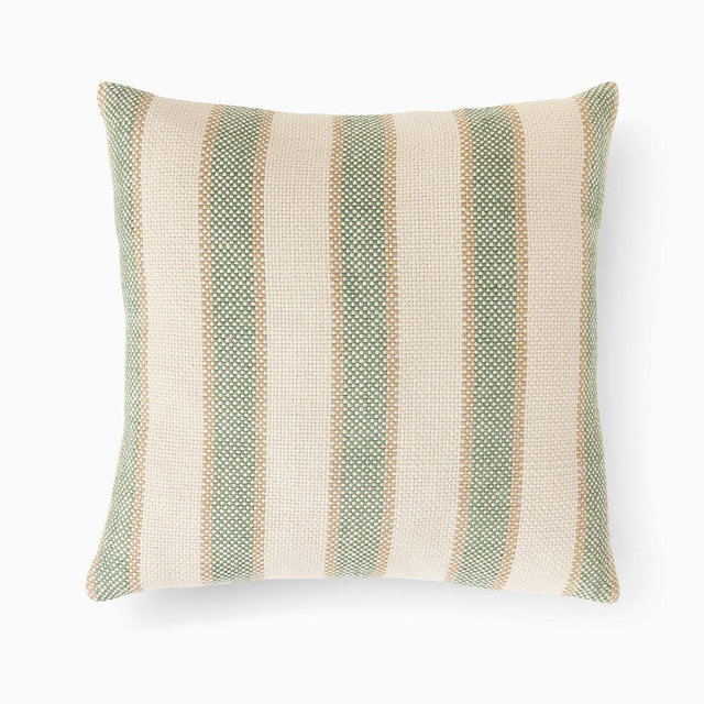 Outdoor Cabana Stripe Pillow, 20x20, Fern Green