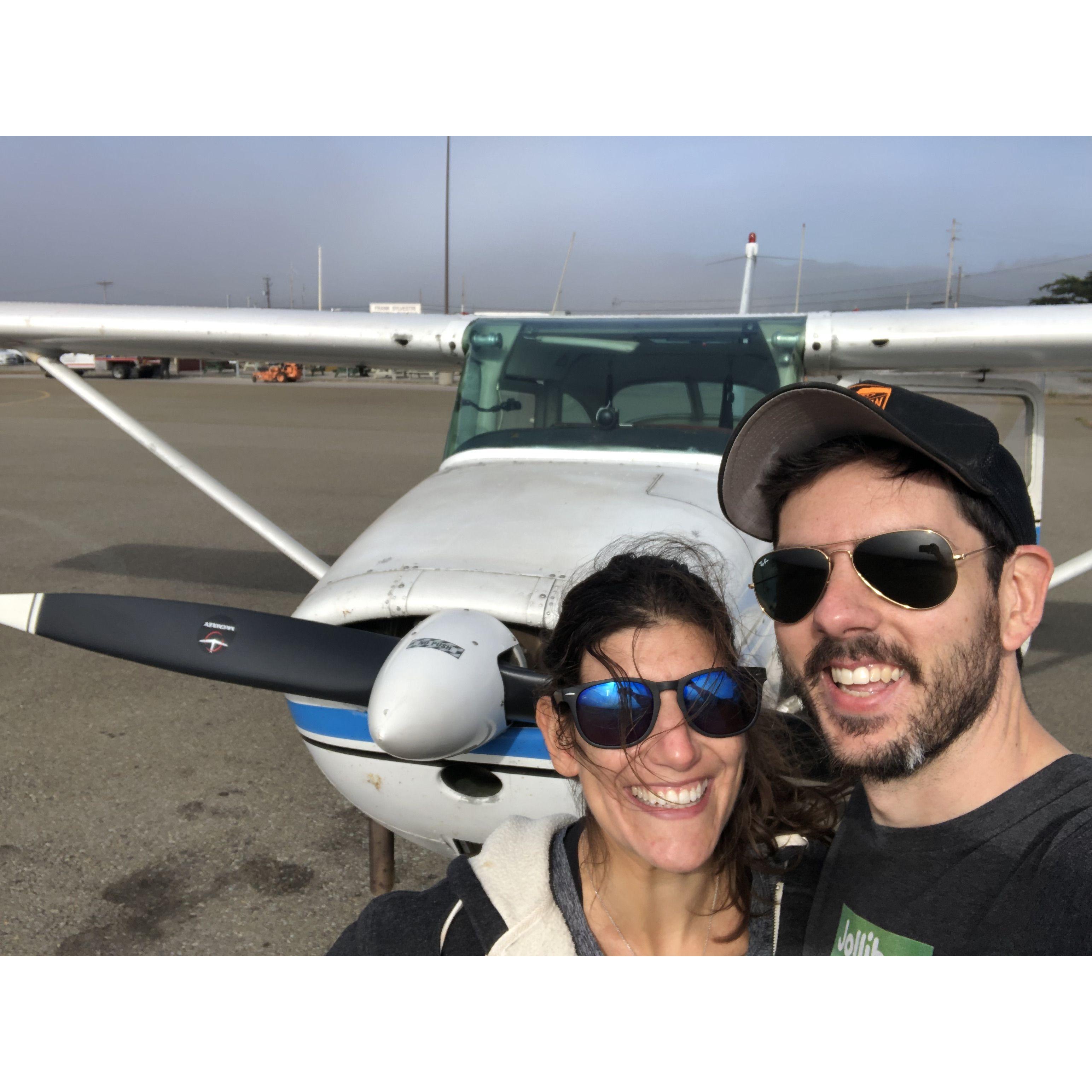 Becca surprised Paul with a flight review in Half Moon Bay, and airport he had always wanted to fly out of.
