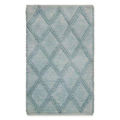 Chunky Diamond 24" x 40" Bath Rug in Blue